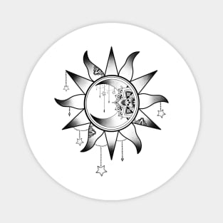 Celestial moon and sun mandala design Magnet